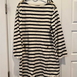 J. Crew Black and White Striped Long Sleeve Dress